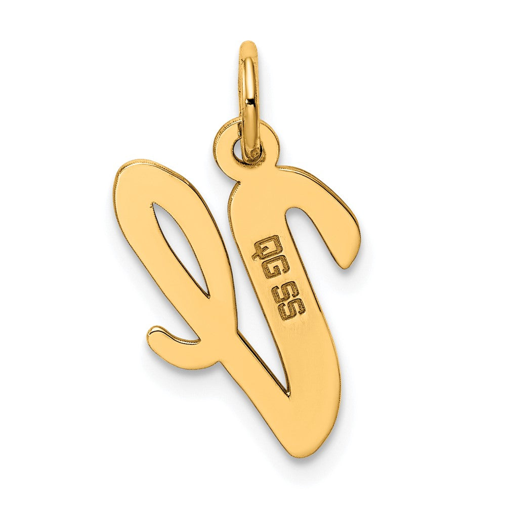 Sterling Silver Gold-plated Script Letter V Initial Charm