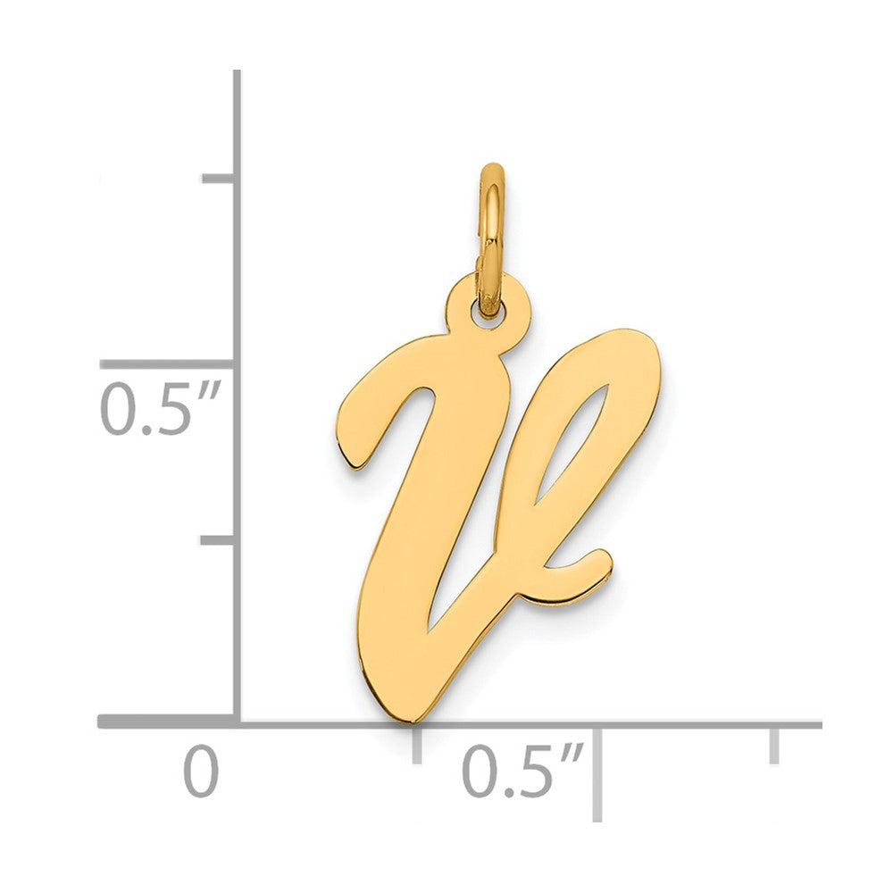 Sterling Silver Gold-plated Script Letter V Initial Charm
