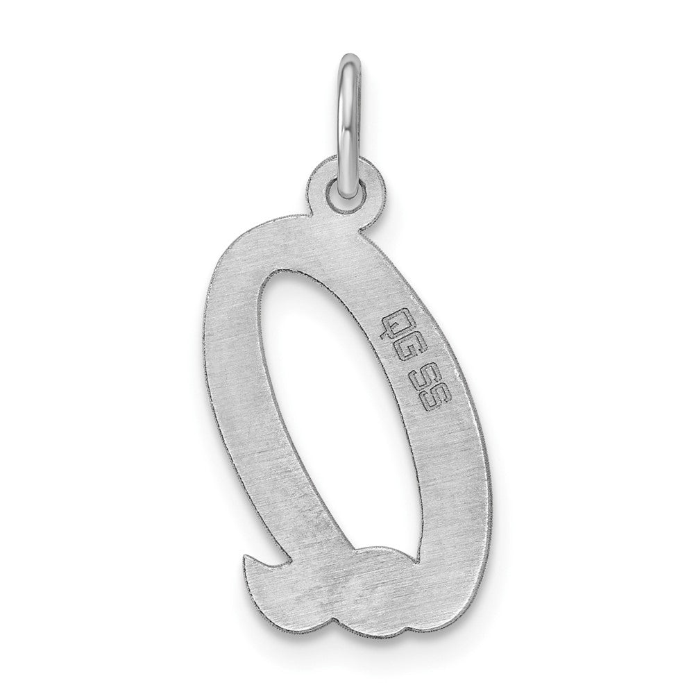 Sterling Silver Rhodium-plated Script Letter Q Initial Charm