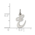 Sterling Silver Rhodium-plated Fancy Script Letter E Initial Charm