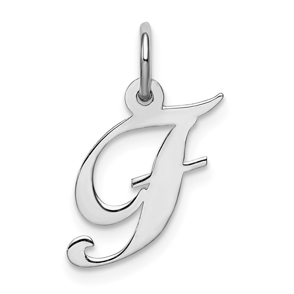 Sterling Silver Rhodium-plated Fancy Script Letter F Initial Charm