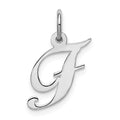 Sterling Silver Rhodium-plated Fancy Script Letter F Initial Charm