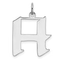 Sterling Silver Rhodium-plated Artisan Block Letter H Initial Charm