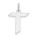 Sterling Silver Rhodium-plated Artisan Block Letter T Initial Charm