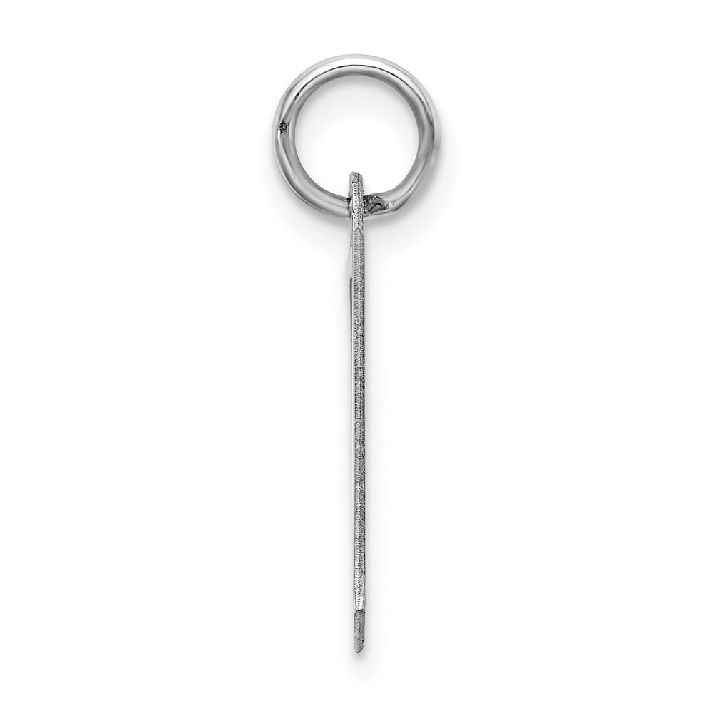 Sterling Silver Rhodium-plated Artisan Block Letter V Initial Charm