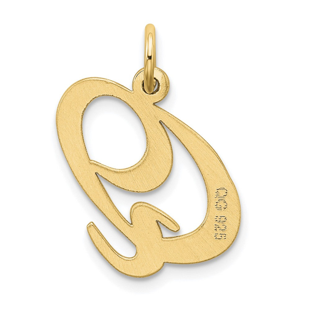 Sterling Silver Gold-plated Fancy Script Letter Q Initial Charm