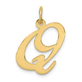 Sterling Silver Gold-plated Fancy Script Letter Q Initial Charm