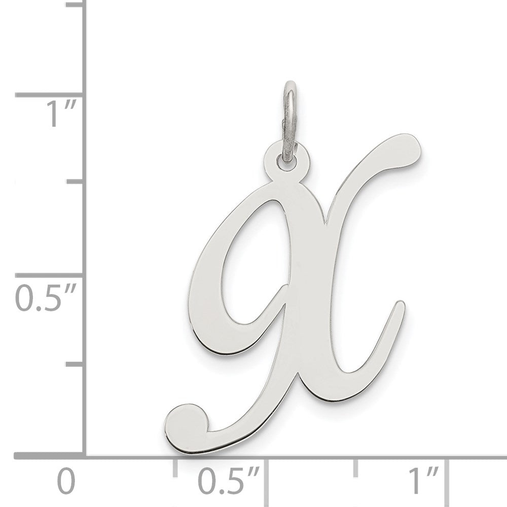 Sterling Silver Rhodium-plated Fancy Script Letter X Initial Charm
