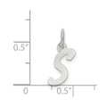 Sterling Silver Rhodium-plated Letter S Initial Charm