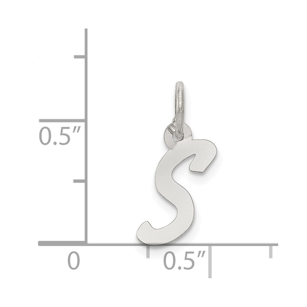 Sterling Silver Rhodium-plated Letter S Initial Charm