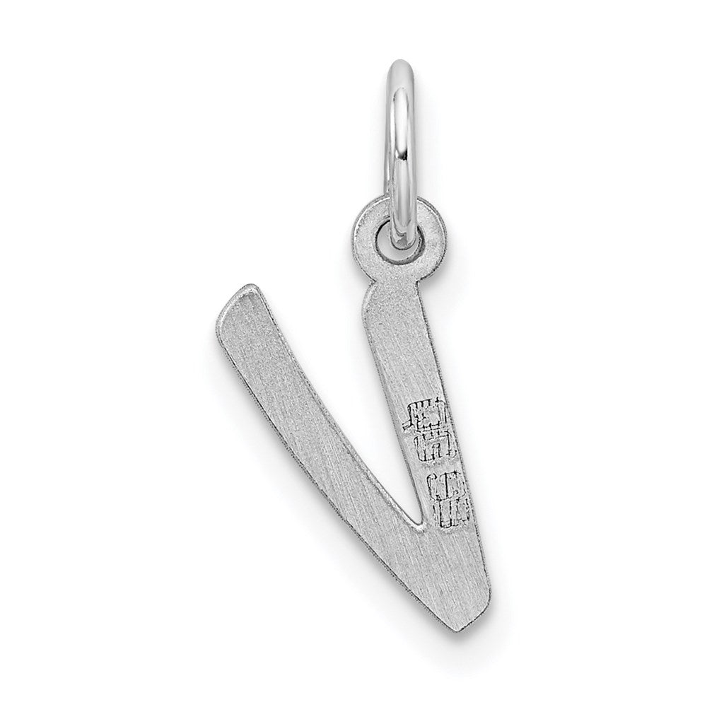 Sterling Silver Rhodium-plated Letter V Initial Charm