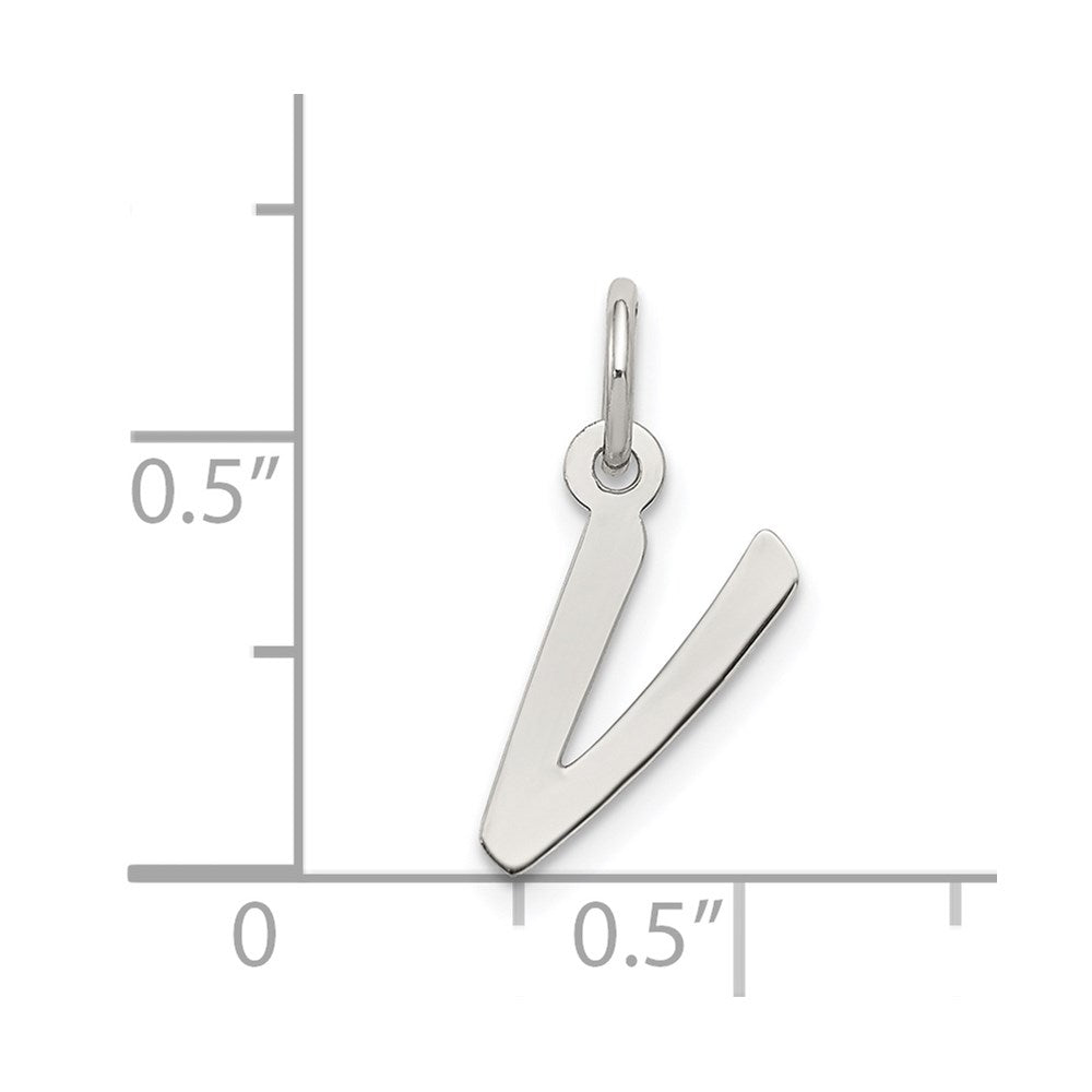Sterling Silver Rhodium-plated Letter V Initial Charm
