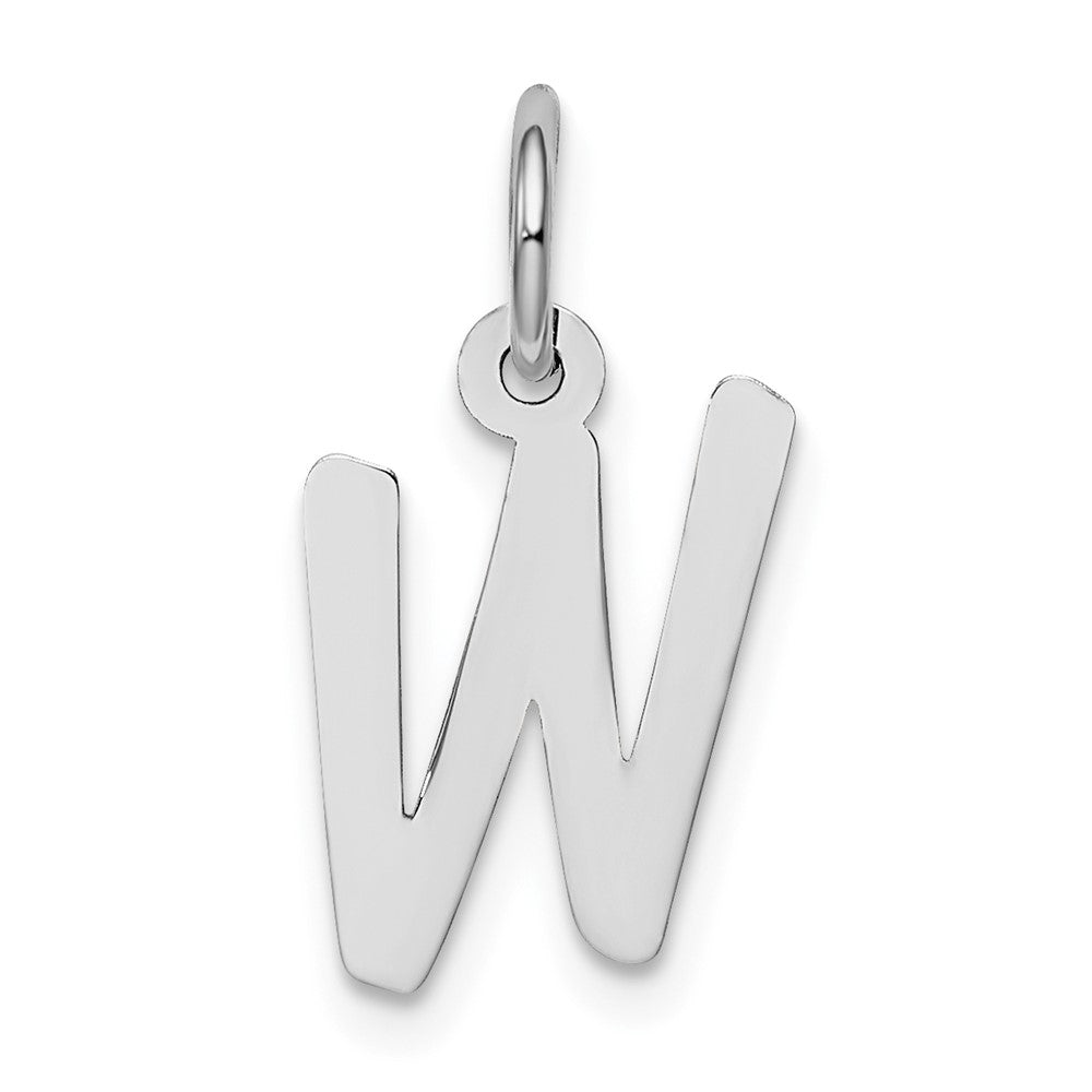 Sterling Silver Rhodium-plated Letter W Initial Charm