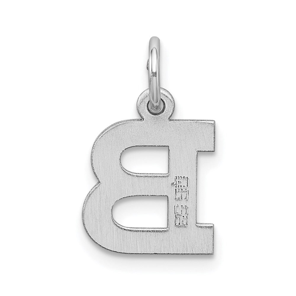Sterling Silver Rhodium-plated Block Letter B Initial Charm