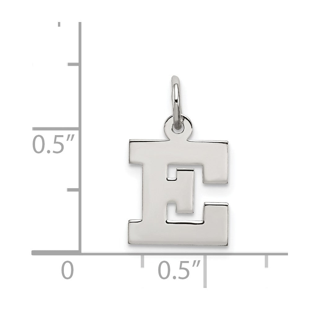Sterling Silver Rhodium-plated Block Letter E Initial Charm