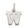 Sterling Silver Rhodium-plated Block Letter W Initial Charm