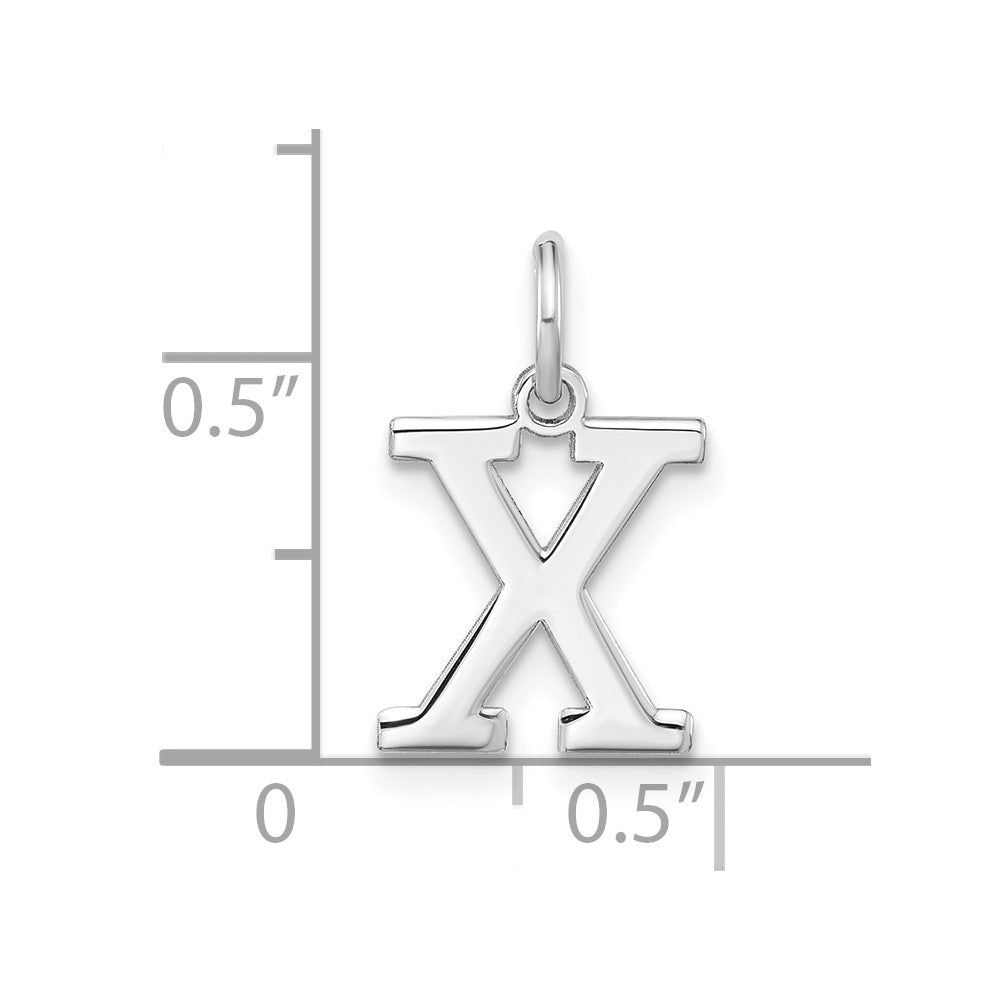 Sterling Silver Rhodium-plated Block Letter X Initial Charm