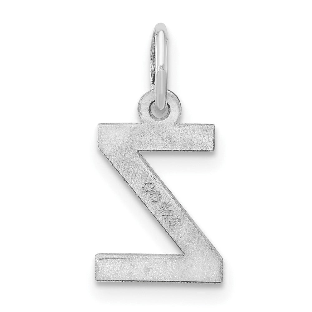 Sterling Silver Rhodium-plated Block Letter Z Initial Charm