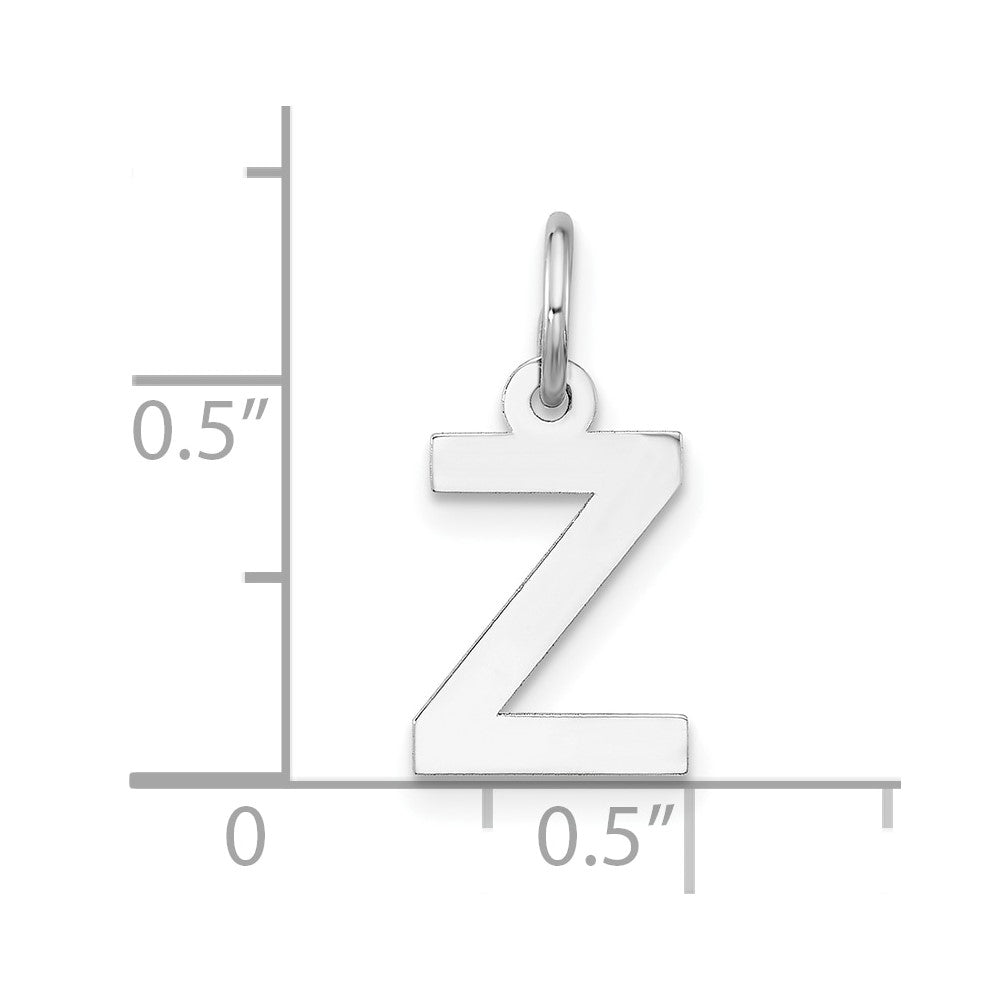 Sterling Silver Rhodium-plated Block Letter Z Initial Charm