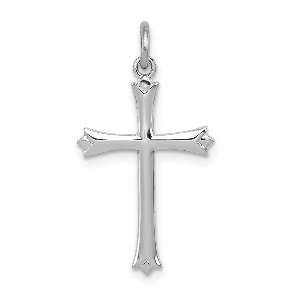 Sterling Silver Platinum-plated Fleur De Lis Cross Charm