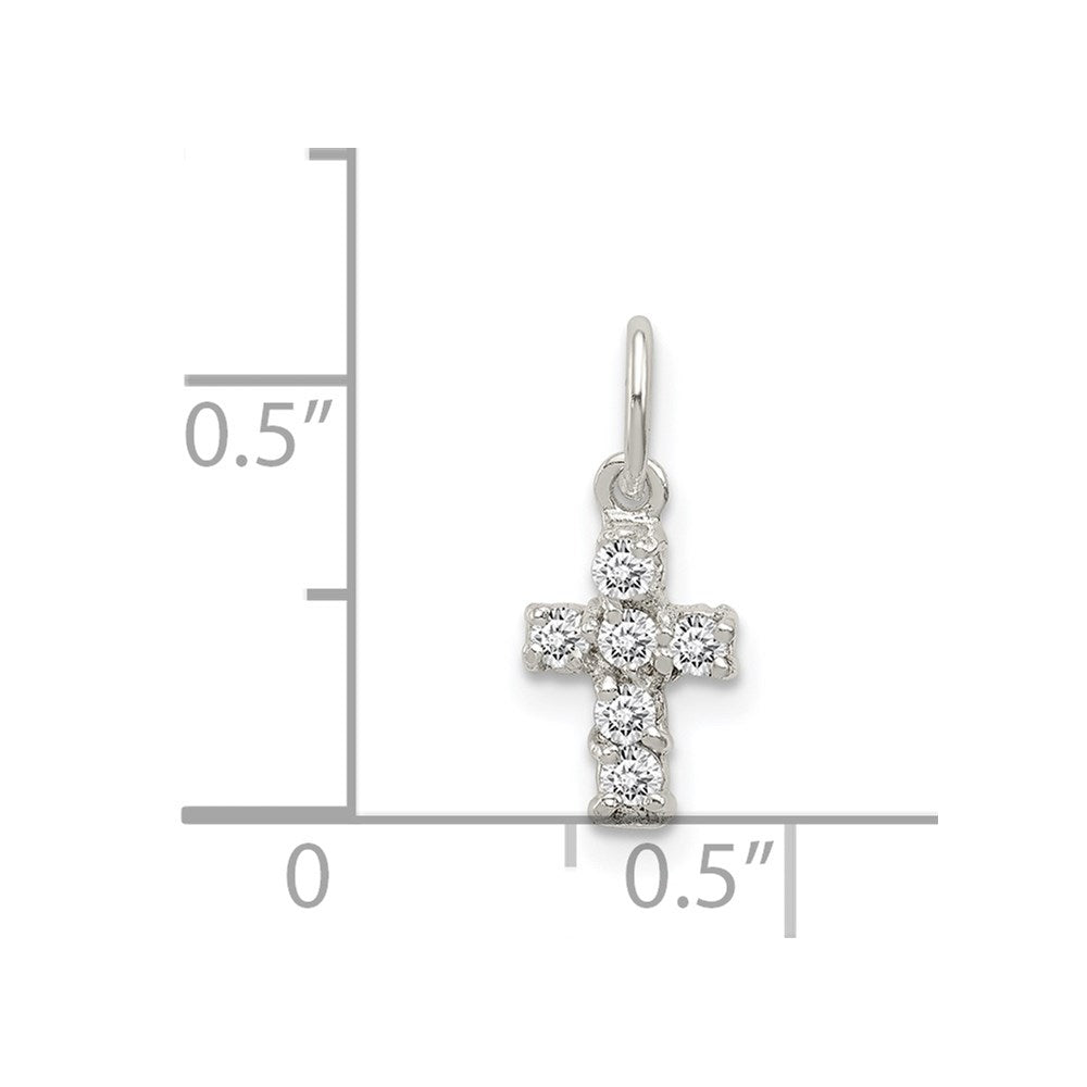 Sterling Silver CZ Cross Petite Charm