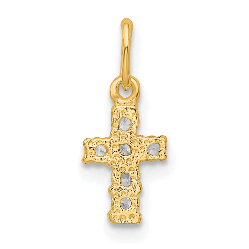 Sterling Silver 14K Gold-plated CZ Cross Petite Charm