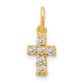 Sterling Silver 14K Gold-plated CZ Cross Petite Charm