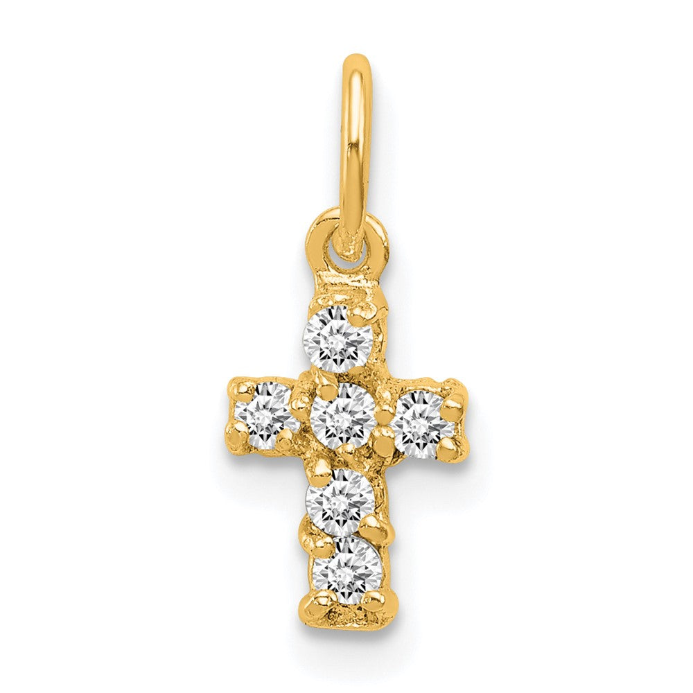 Sterling Silver 14K Gold-plated CZ Cross Petite Charm