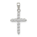 Sterling Silver Rhodium-plated CZ Cross Pendant