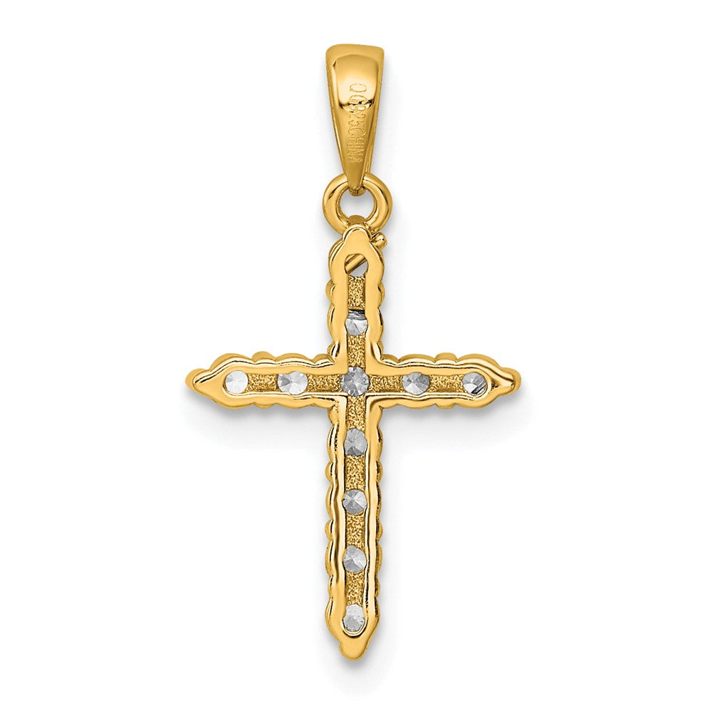 Sterling Silver Gold-plated CZ Cross Pendant