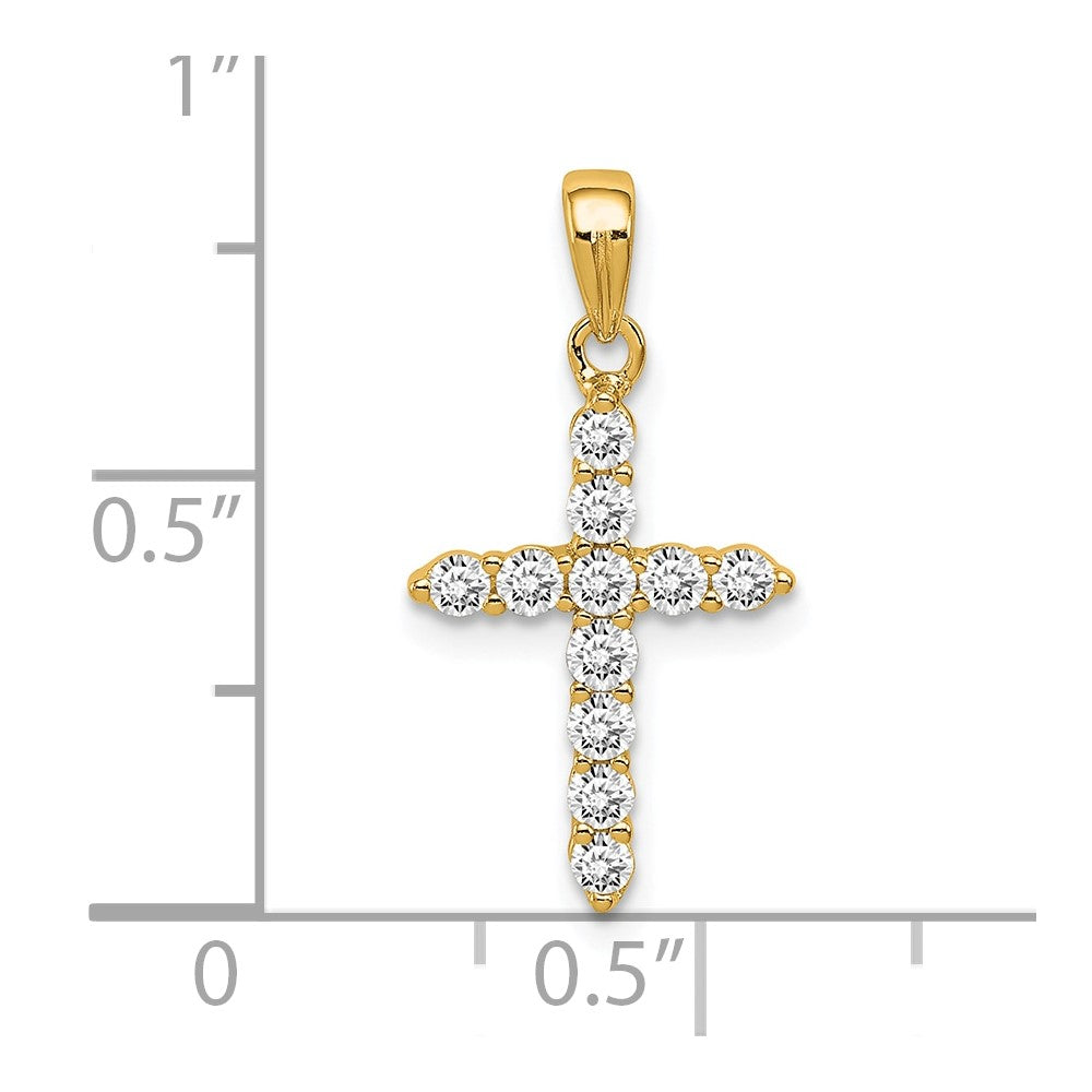 Sterling Silver Gold-plated CZ Cross Pendant