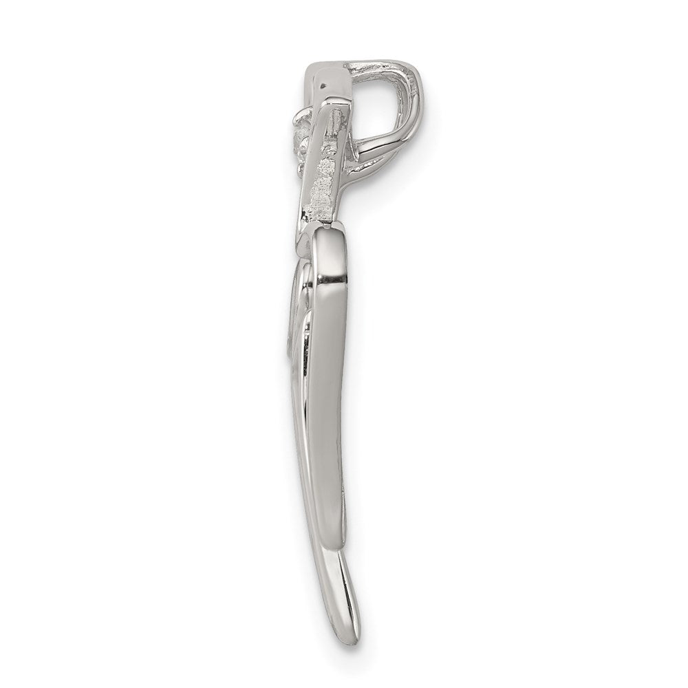 Sterling Silver Rhodium-plated CZ Dove Pendant