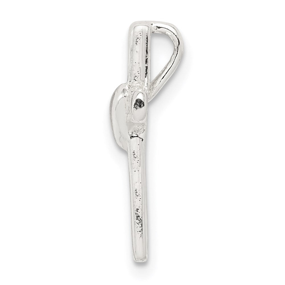 Sterling Silver Cross with Heart in the Center Chain Slide Pendant