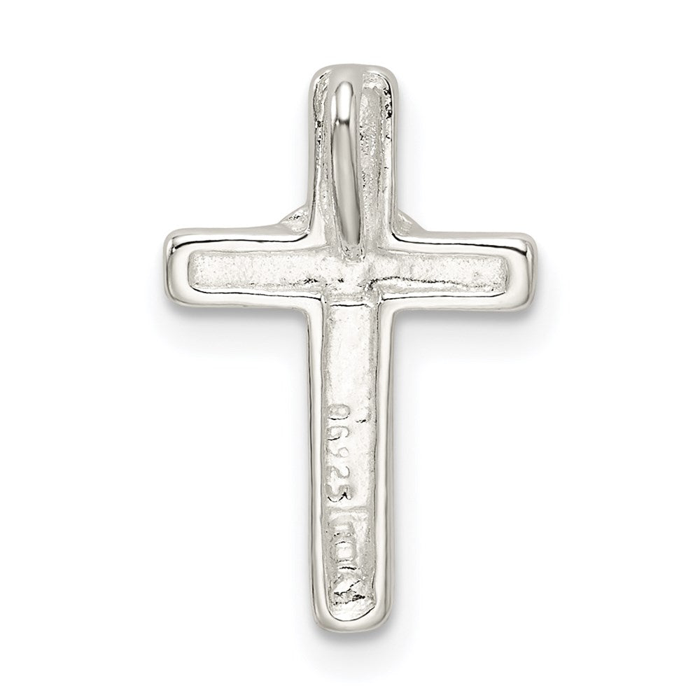 Sterling Silver Cross with Heart in the Center Chain Slide Pendant