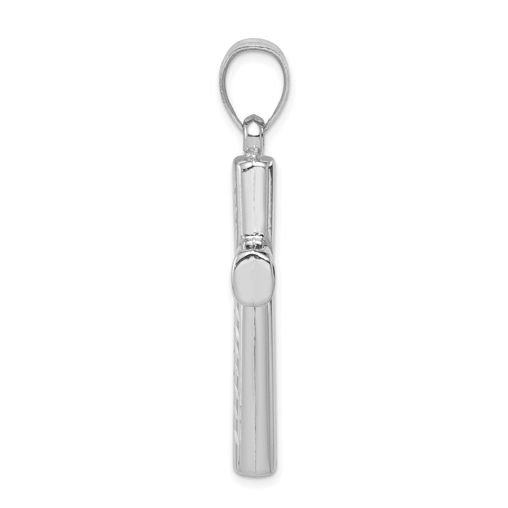Sterling Silver Rhodium-plated Diamond Cut Cross Pendant