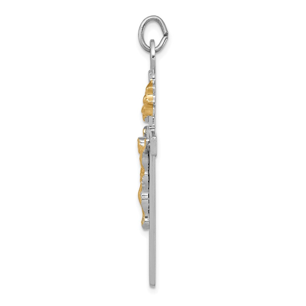 Sterling Silver Platinum-plated & 18k Gold-plated Crucifix Pendant