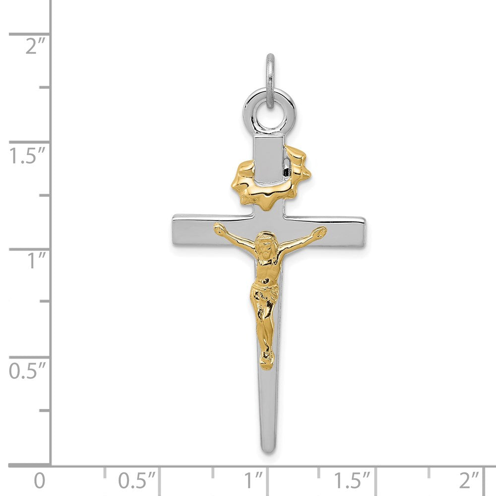 Sterling Silver Platinum-plated & 18k Gold-plated Crucifix Pendant