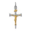 Sterling Silver Platinum-plated & 18k Gold-plated Crucifix Charm