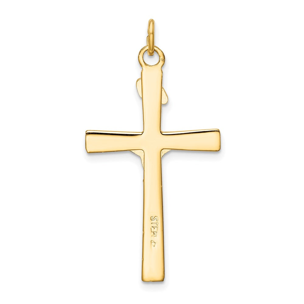 Sterling Silver Platinum-plated & 18k Gold-plated Crucifix Pendant