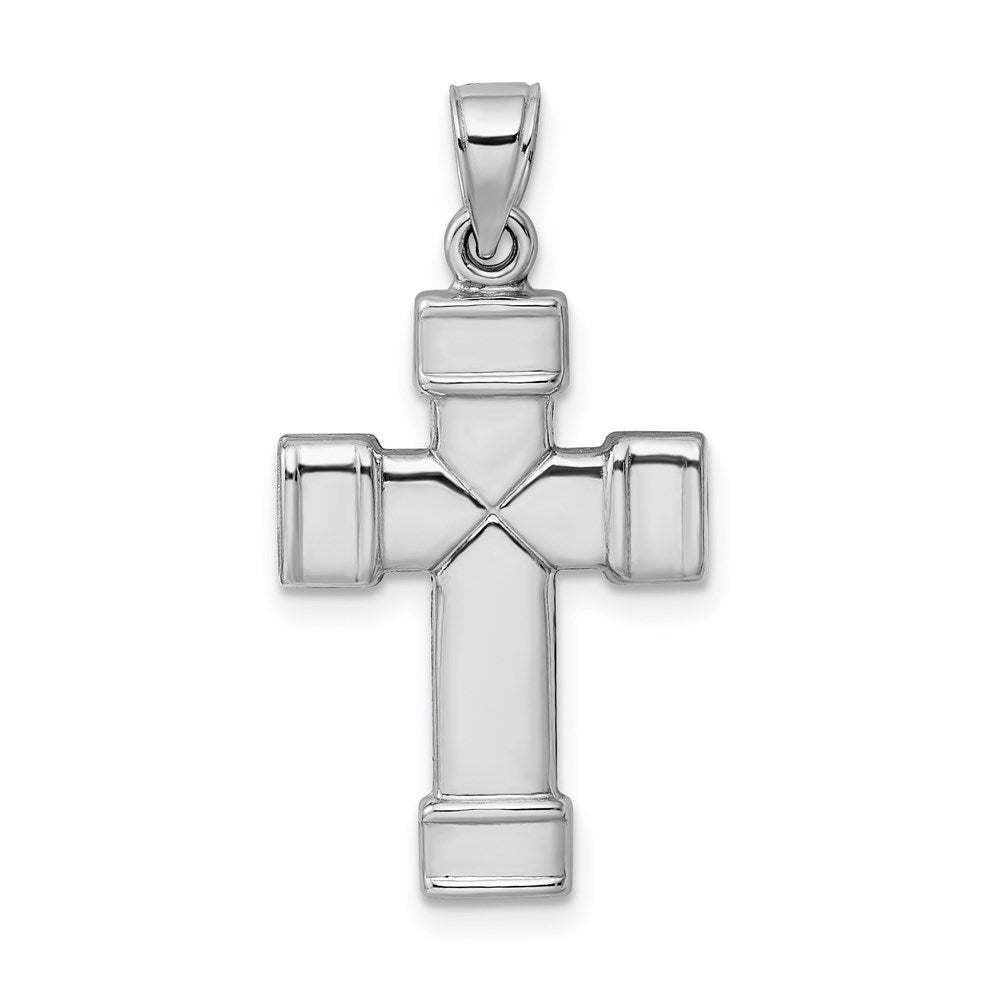 Sterling Silver Rhodium-plated Hollow Reversible Cross Pendant
