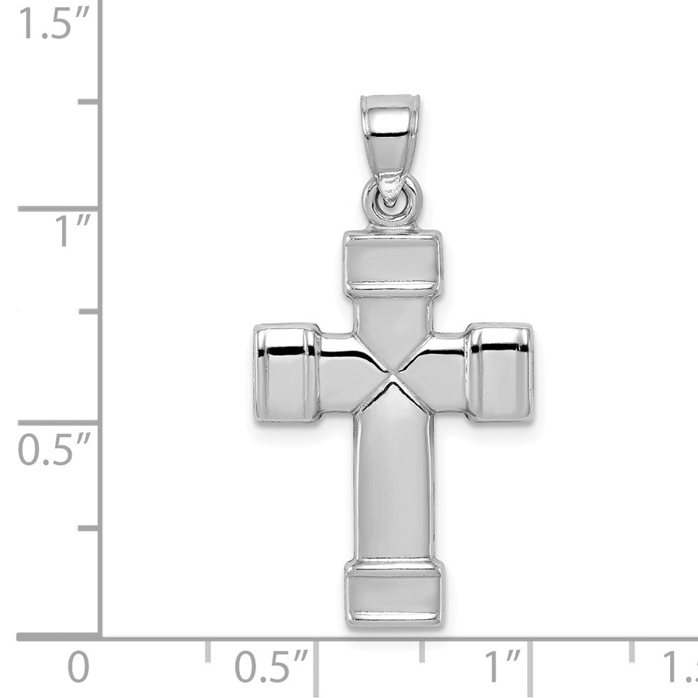 Sterling Silver Rhodium-plated Hollow Reversible Cross Pendant