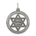 Sterling Silver Antiqued Star of David Disc Charm