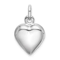 Sterling Silver Rhodium-plated Puffed Heart Charm