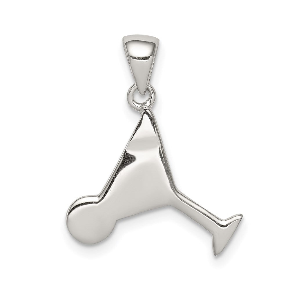Sterling Silver RH & Hematite-plated Red Green Enameled Martini Pendant