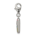 Sterling Silver Rhodium-plated Enameled and CZ Cell Phone Charm