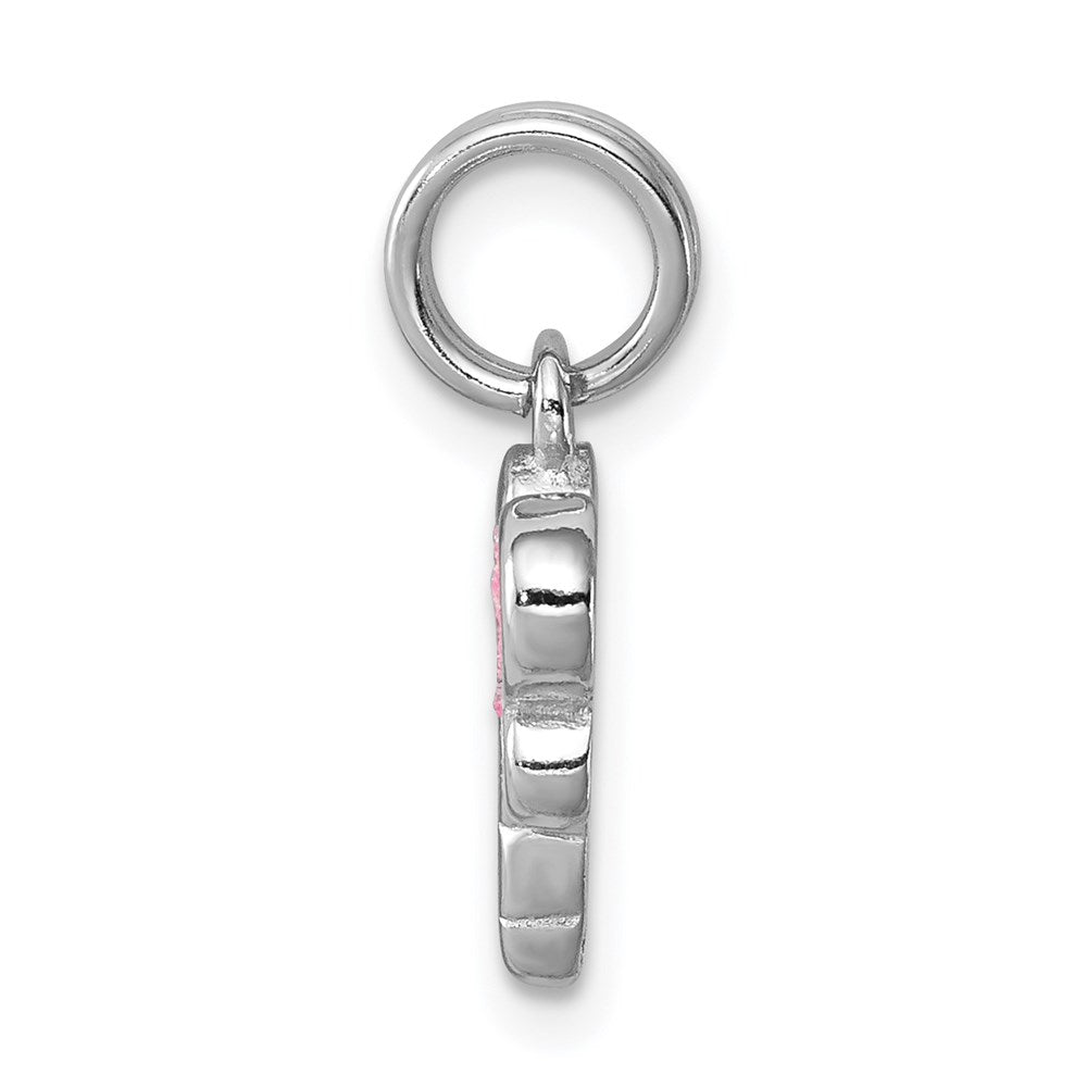 Sterling Silver Rhodium-plated Glitter Enamel Dragonfly Charm