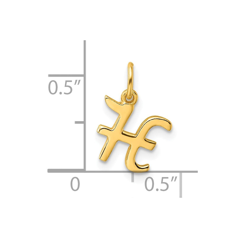 Sterling Silver Gold-tone Polished Letter H Initial Charm