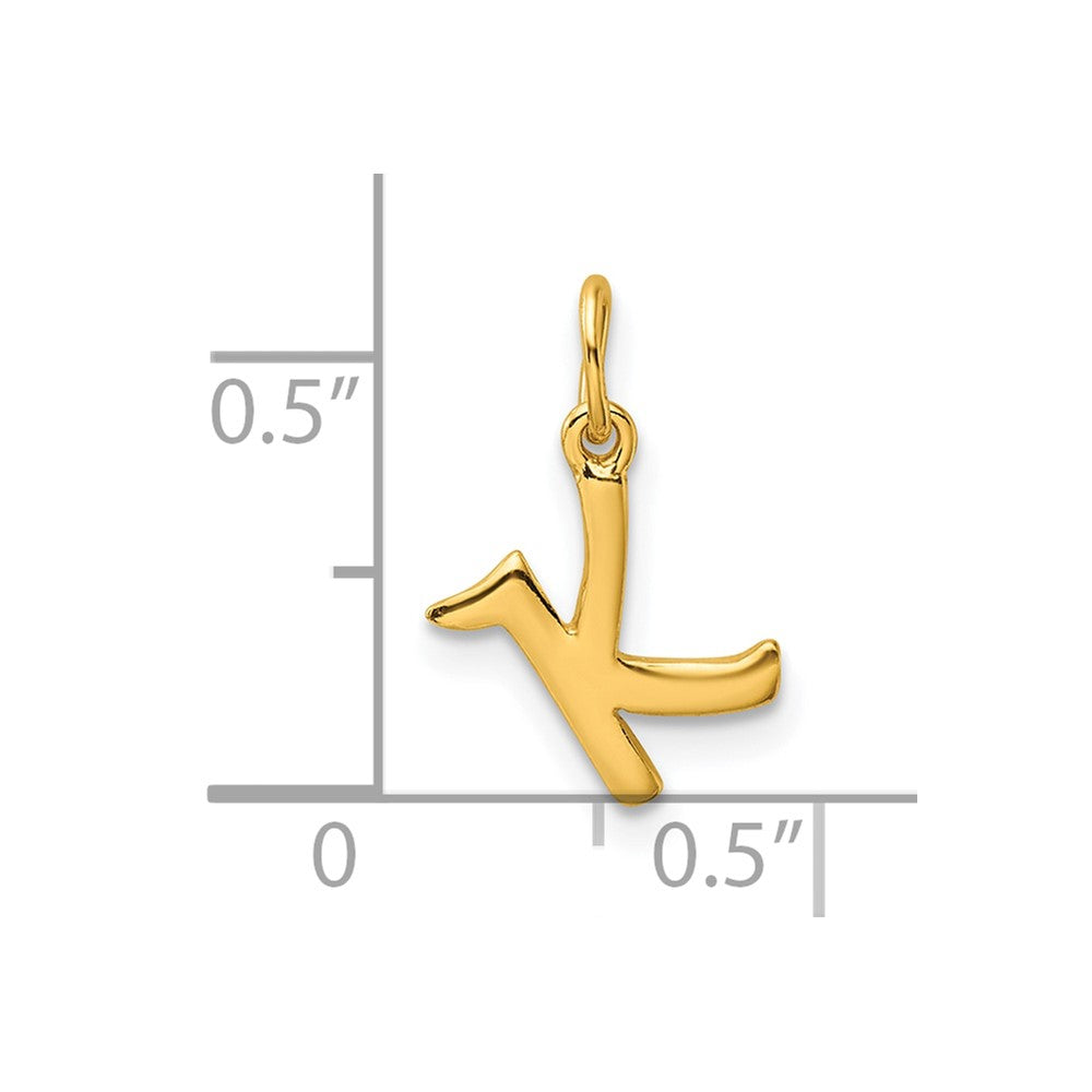 Sterling Silver Gold-tone Polished Letter K Initial Charm
