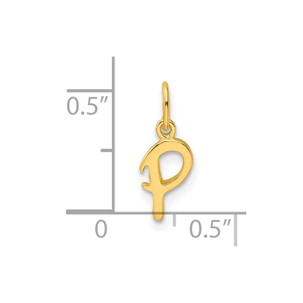 Sterling Silver Gold-tone Polished Letter P Initial Charm