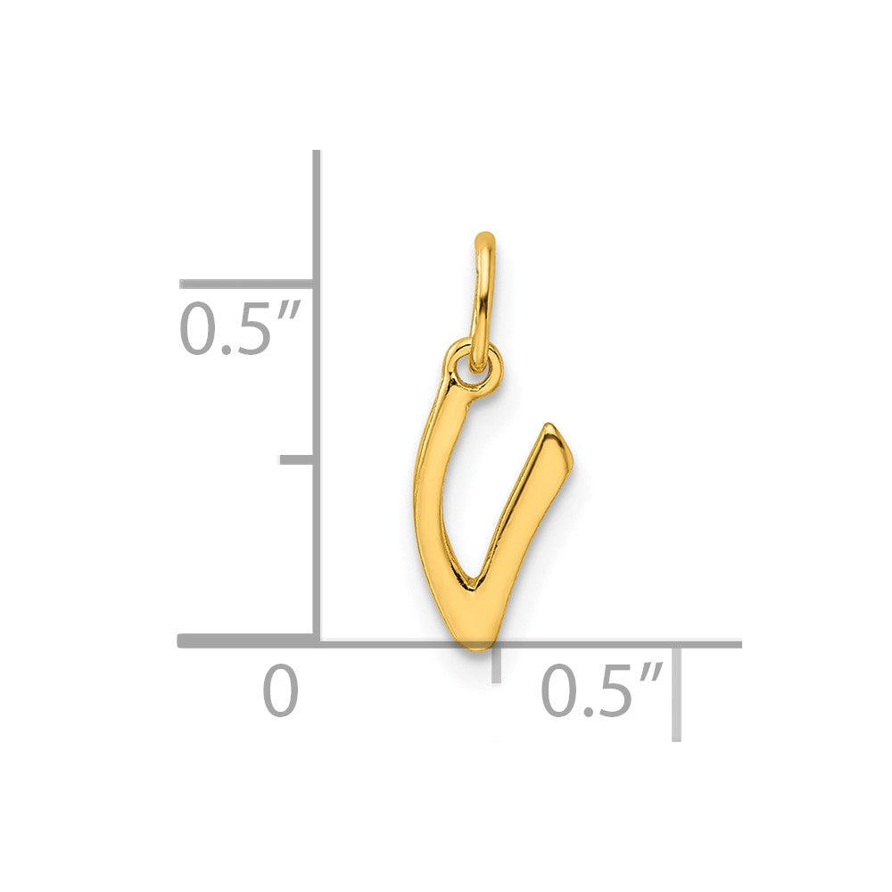 Sterling Silver Gold-tone Polished Letter V Initial Charm
